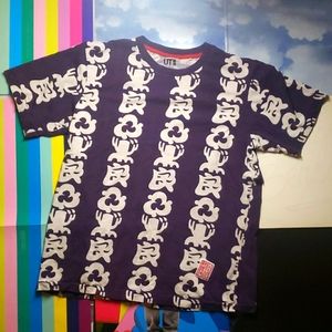 Purple UT UNIQLO all over T-SHIRT graphic patch tee